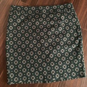 Dark Green Floral Pencil Skirt